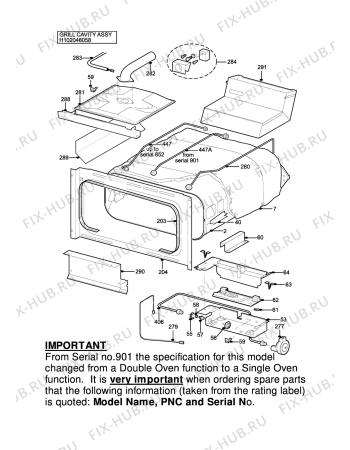Взрыв-схема плиты (духовки) Parkinson Cowan SIG450WN - Схема узла H10 Grill cavity assy